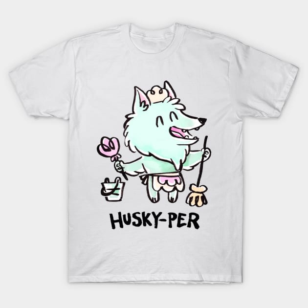 Husky-Per T-Shirt by ginaromoart